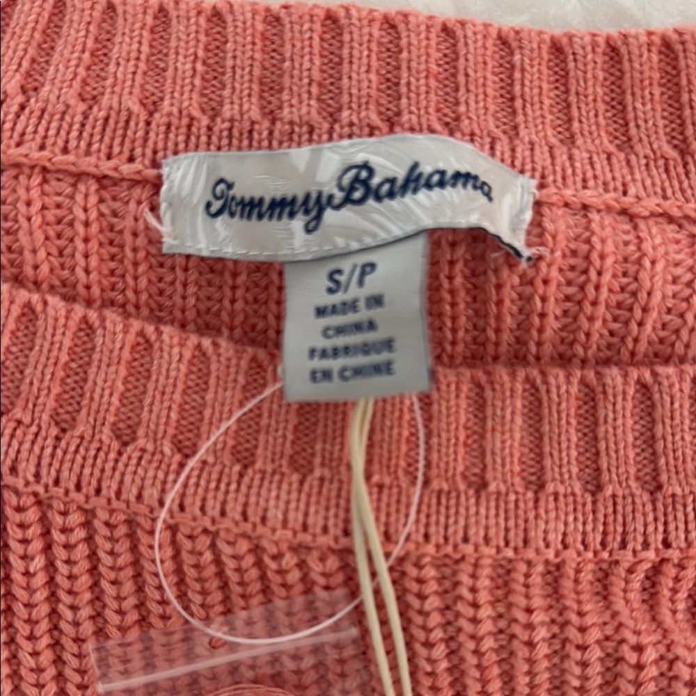 Women's Coral Sweater with Palm Tree Design - Picture 2 of 3